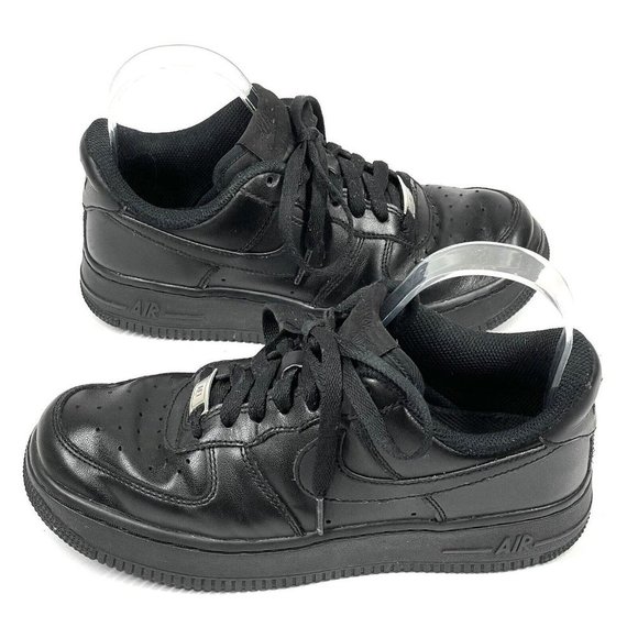 Nike Air Force 1 07 Black Leather Sneakers 315115-038 Womens Size 6 Shoes - Picture 8 of 12